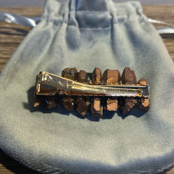 NEW Bronze Real Quartz Crystals Barrette Clip - Picture 3 of 4